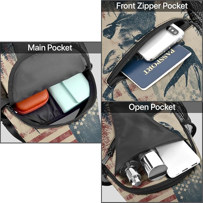 FyLybois Deer Sling Bag for Women Lightweight Crossbody Backpack Casual Daypack - Image 6