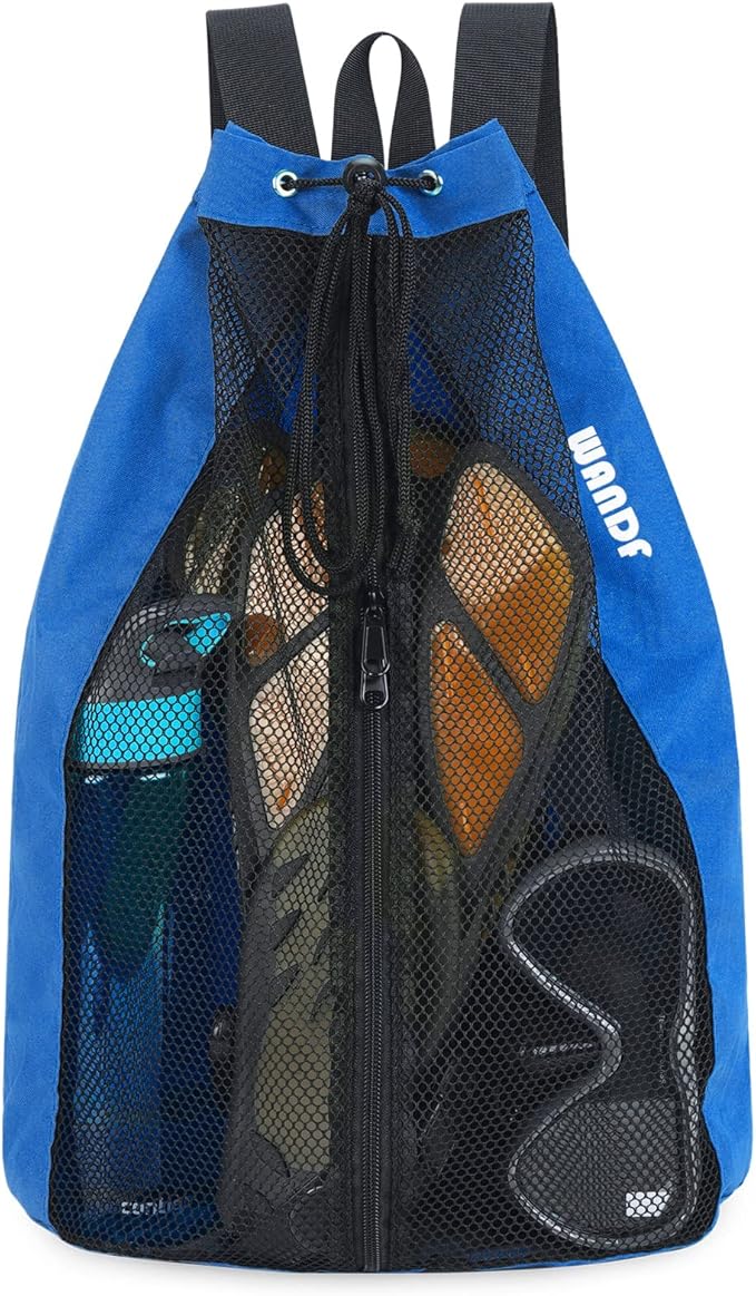 WANDF Swim Bag Mesh Drawstring Backpack Beach Backpack by WANDF