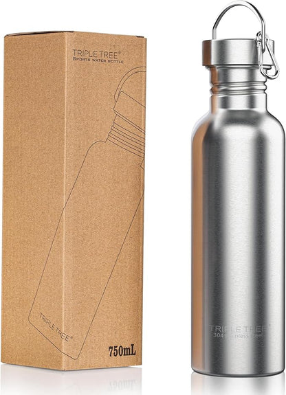 TRIPLE TREE 26 OZ Uninsulated Single Walled Stainless Steel Sports Water Bottle by TRIPLETREE
