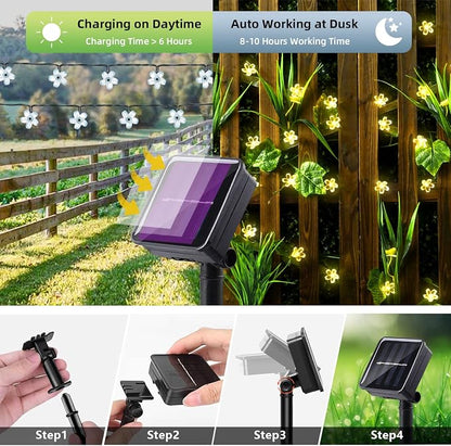 ITICdecor Solar Flower String Lights Outdoor Waterproof 50 LED Fairy Light - Image 5