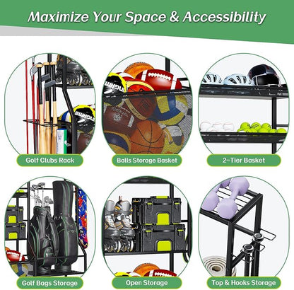 Large Sports Organizer for Garage, Ball Storage Rack Garage Sports Equipment - Image 7