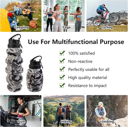 Collapsible Travel Water Bottle18oz, Reuseable Silicone Foldable Water Bottles - Image 6
