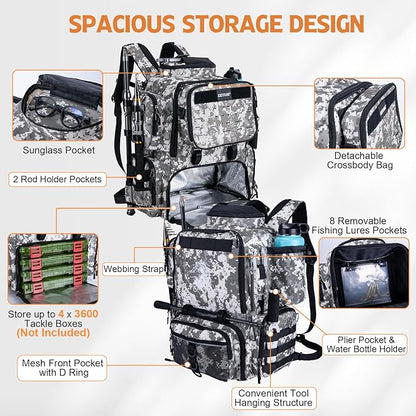Goture Fishing Backpack, 58L 900D Water-Resistant Insulated Tackle Backpack - Image 2