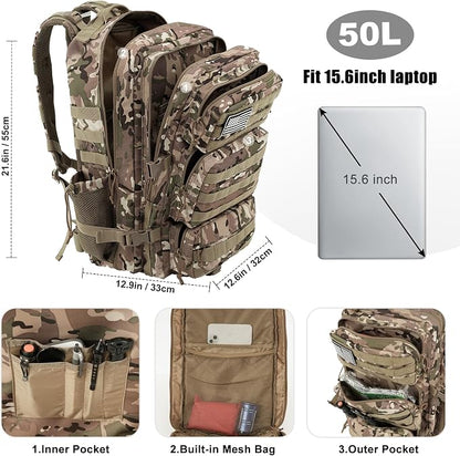 Military Tactical Backpack 50L Large Day Backpack - Image 3