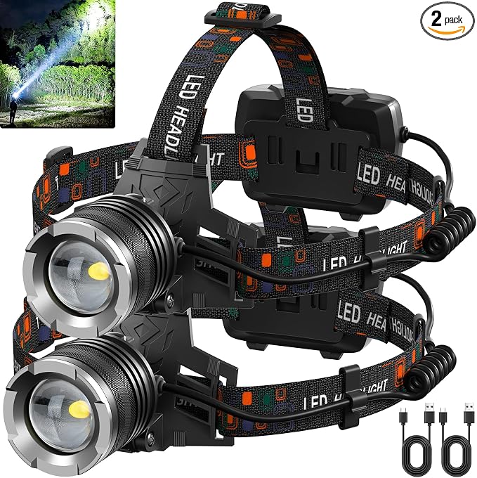 NJ FOREVER LED Rechargeable Headlamp, 3000 Lumens Super Bright Head Lamp by NJFOREVER