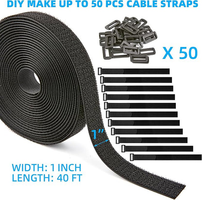 1" x 40ft Nylon Hook and Loop Cable Straps Roll - Image 2