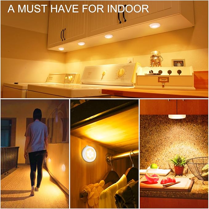 Mlambert 4 Pack Motion Sensor LED Night Light, Cordless Battery-Powered - Image 6