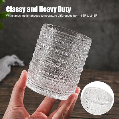 KMIGRUAN Hobnail Drinking Glasses Set of 6, 12oz Vintage Glassware Embossed - Image 2