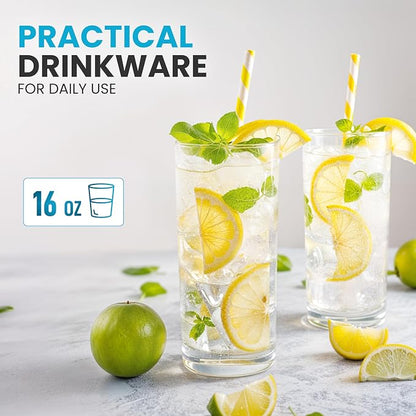 Zulay Kitchen Plastic Drinking Glasses – 16oz Acrylic Shatterproof Water Cups - Image 3