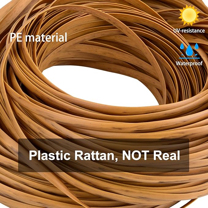 Feyart 40m/131ft 7mm Light Wood Wicker Repair Kit, PE Rattan Repair Kit - Image 2