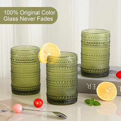 ZMOWIPDL Vintage Glassware Drinking Glasses Set of 6, 15 oz Hobnail Glass Cups - Image 3