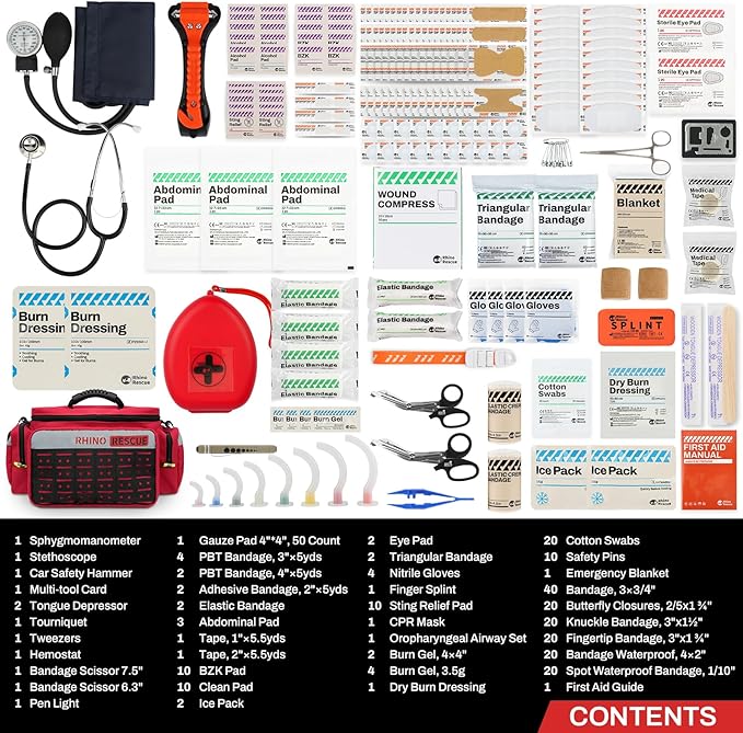 RHINO RESCUE First Responder First Aid Kit Fully-Stocked EMT Bag, Professional - Image 2