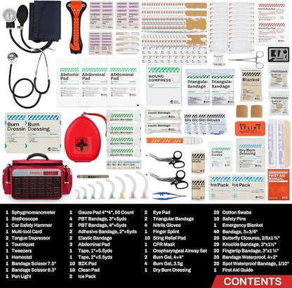 RHINO RESCUE First Responder First Aid Kit Fully-Stocked EMT Bag, Professional - Image 2