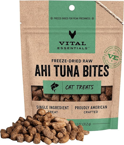 Vital Essentials Freeze Dried Cat Treats | Ahi Tuna Bites, Single Protein | by VitalEssentials