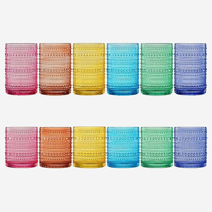 Khen Hobnail Beaded Highball Drinking Tumbler Glasses | Set of 12 | Color - Image 2