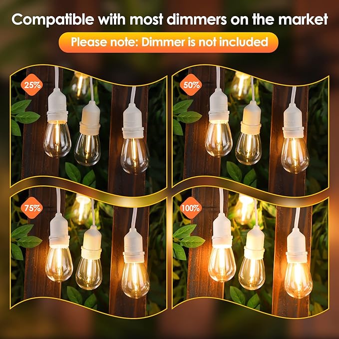 Mlambert White Cord 96FT Outdoor String Lights - Image 2