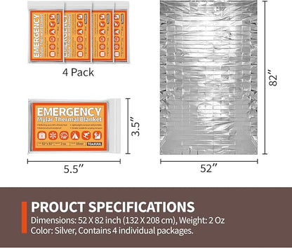 Emergency Blanket 4 Pack, Reflective Thermal Blanket, Space Mylar Blankets - Image 7
