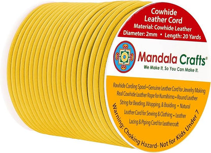Mandala Crafts Round Genuine Yellow Leather Cord by MandalaCrafts