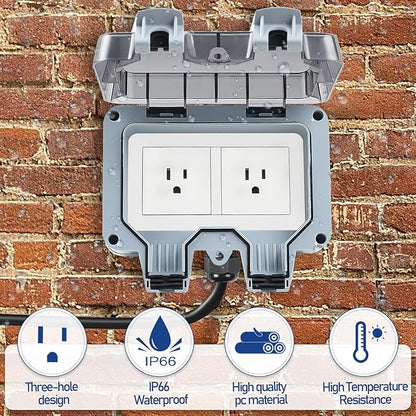 Outdoor Power Outlet Box with 16.4Ft Extension Cord, NEMA 5-15R, STW 14 AWG - Image 4