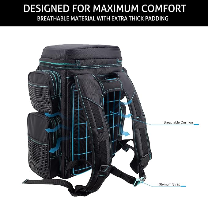 Evolution Fishing Drift Series Tackle Backpack, Outdoor Rucksack w/ 6 Fishing - Image 5