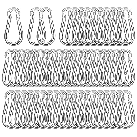 2.36'' Carabiner Clips, 1/4 Inch Heavy Duty Galvanized Steel Spring Snap Hook by HANDRERLEE