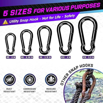 PAMAZY 2Pcs 5.5In Spring Snap Hooks 1000LBS Capacity, Utility Hook Clip - Image 6