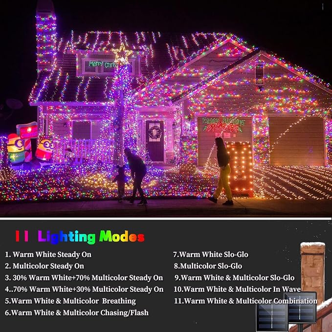 2 Pack 480 LED Solar Chrismas Lights Outdoor, 170 FT Solar String Lights - Image 5
