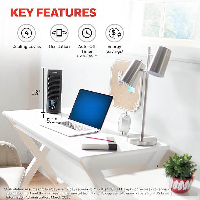 Honeywell QuietSet Personal Table Fan, Oscillating Personal Desk Fan - Image 4