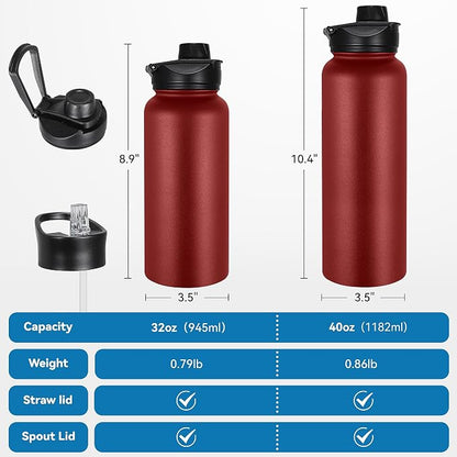 VEGOND 40 oz Insulated Water Bottle Stainless Steel Metal Water Bottles - Image 4