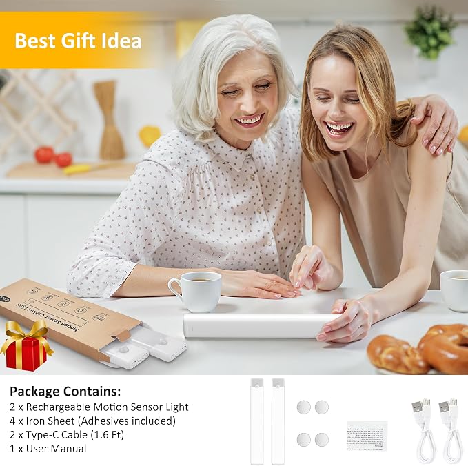 51-LED Motion Sensor Under Cabinet Lights, Magnetic Rechargeable Under Counter - Image 4