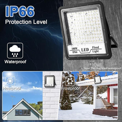 CREATESTAR 2 Pack 100W LED Flood Light Outdoor, 10000LM Bright LED Work Lights - Image 3