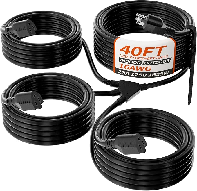 PlugSaf 1 to 3 Splitter Outdoor Extension Cord by PlugSaf