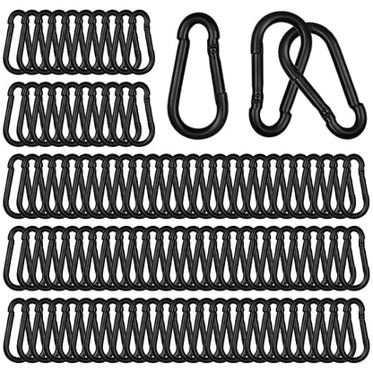 100 PCS 2.36'' Spring Snap Hook Carabiner, M6 1/4 Inch Galvanized Black Steel by HANDRERLEE