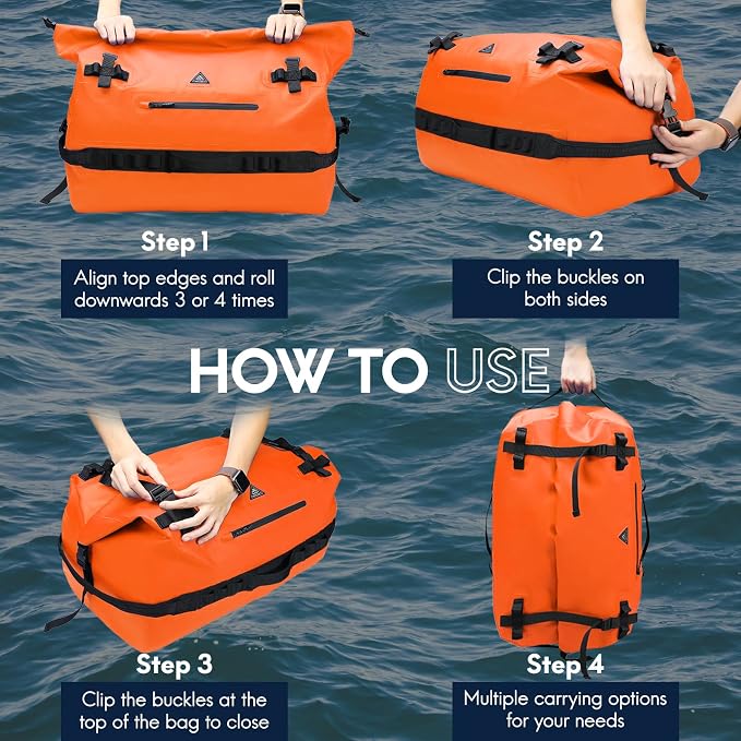 Haimont Large Waterproof Duffel Backpack Roll-Top Heavy Duty Dry Duffle Bag - Image 6