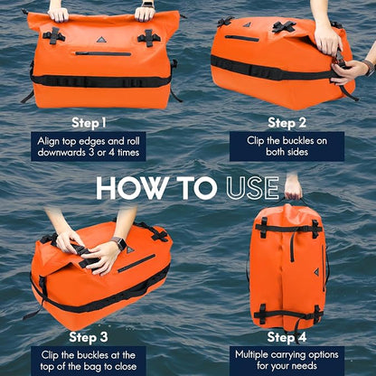 Haimont Large Waterproof Duffel Backpack Roll-Top Heavy Duty Dry Duffle Bag - Image 6
