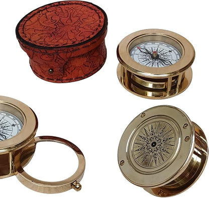 Vintage Brass Compass with Wooden Box – Antique Navigation Compass - Image 6