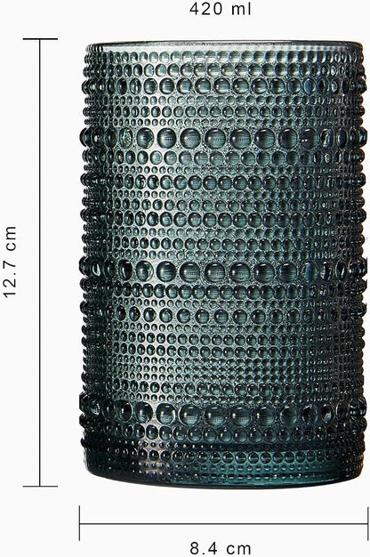 Khen Hobnail Beaded Highball Drinking Tumbler Glasses | Set of 4 | Color - Image 5
