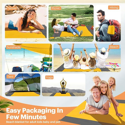 EASYFUN Beach Blanket Sandproof Oversized, Portable Picnic Mat - Image 6