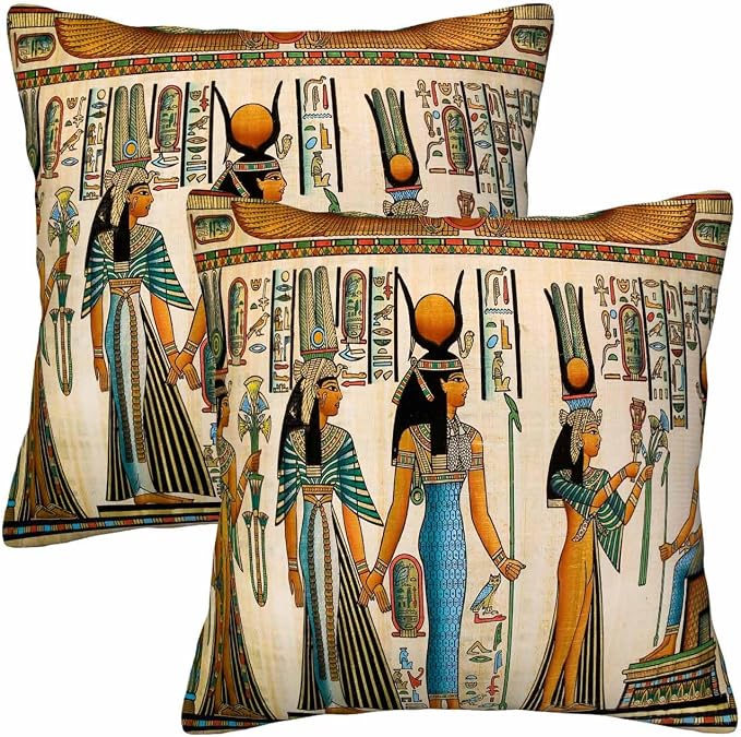 Old Egyptian Empire Couch Pillow Covers 18 X 18 0 Set of 2 Pillowcases Square by Unknown