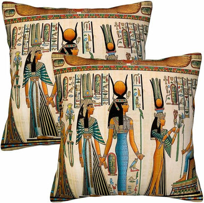 Old Egyptian Empire Couch Pillow Covers 18 X 18 0 Set of 2 Pillowcases Square by Unknown