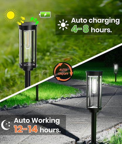 NEWMESSI 4 Pack Solar Pathway Lights Outdoor, Modern Super Brightness LED Path - Image 5