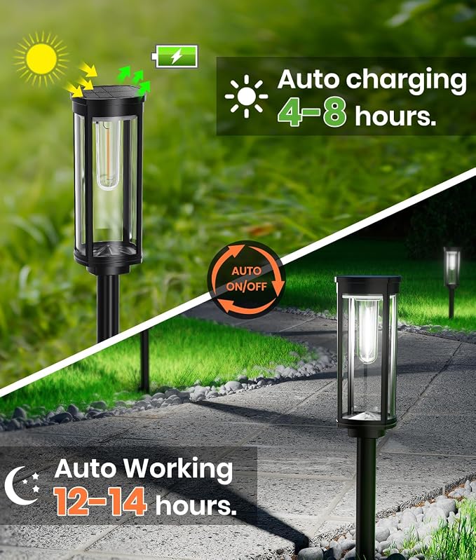 NEWMESSI 6 Pack Solar Pathway Lights Outdoor, Super Brightness IP65 Waterproof - Image 5