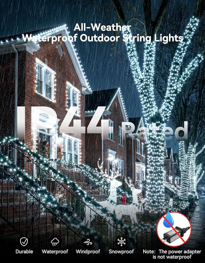 LitHome 99FT 300 LED String Lights Outdoor Indoor, 8 Modes Waterproof Christmas - Image 4
