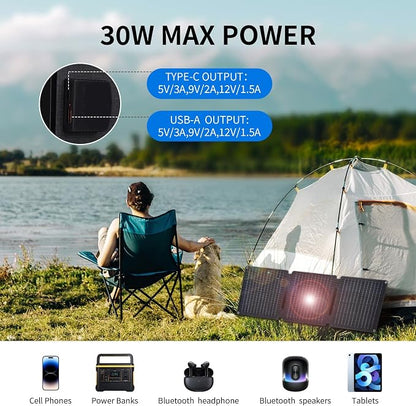 30W Portable Solar Panel, Foldable Solar Panels Charger - Image 2