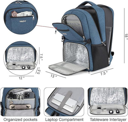 Insulated Lunch Backpack Fit 17" Laptop, Work Backpack - Image 2