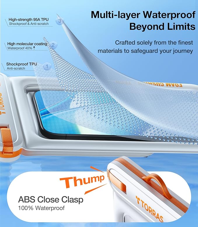 TORRAS IP68 Waterproof Phone Pouch Double Space, Floating Waterproof Phone Case - Image 4