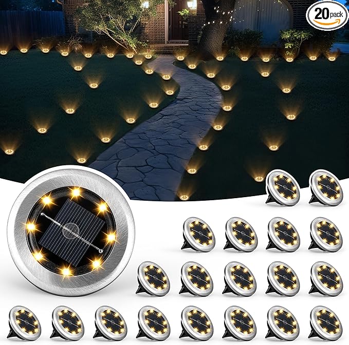 SOLPEX Mini Solar Ground Lights, 20 Pack Solar Lights Outdoor Waterproof by Solpex