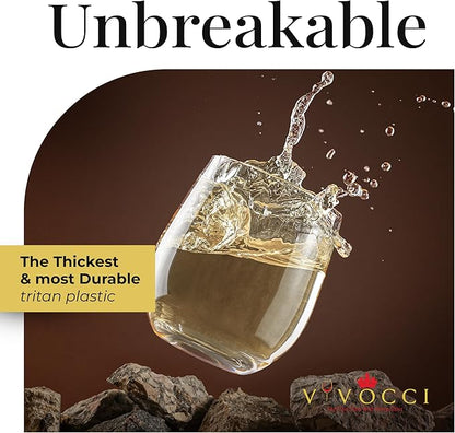 Vivocci Unbreakable Plastic Stemless Wine Glasses 12. 5 oz | 100% Tritan Heavy - Image 2