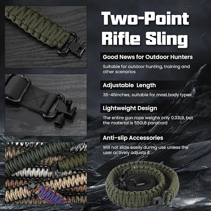 Double Braide 550LB Shotgun Sling 2 Point Paracord Rifle Sling, Non-Slip - Image 4