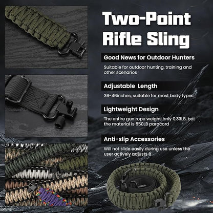 Double Braide 550LB Shotgun Sling 2 Point Paracord Rifle Sling, Non-Slip - Image 4